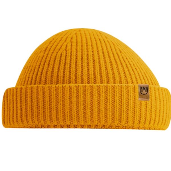 Strick Fisherman Mütze senf